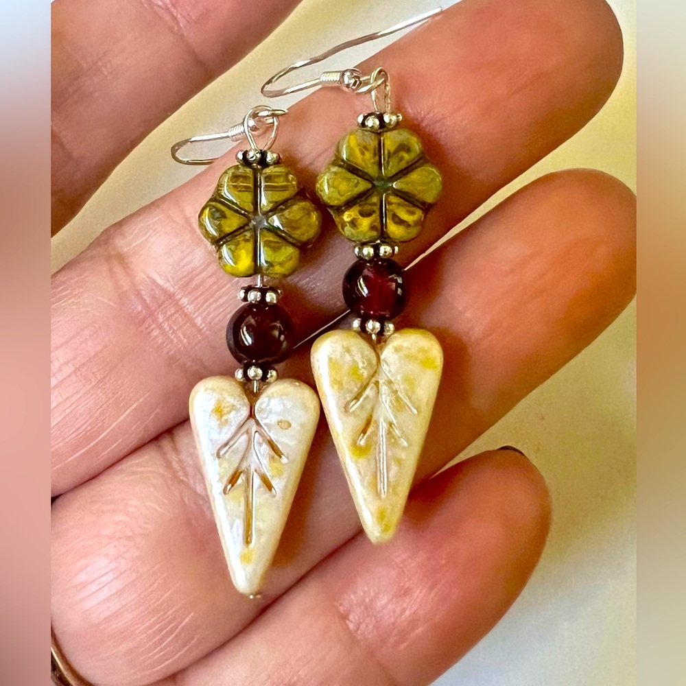 Solid Sterling Silver and Czech Glass Earrings